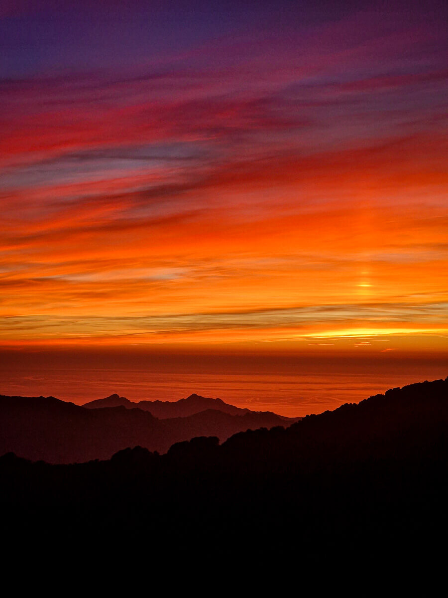 coucher du soleil sur le GR20